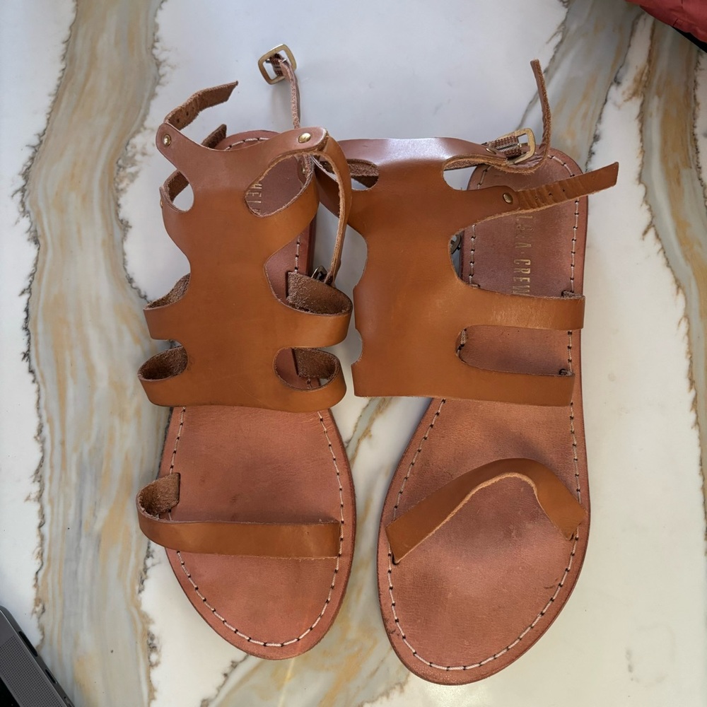 Chelsea Crew Tan Leather Gladiator Sandals